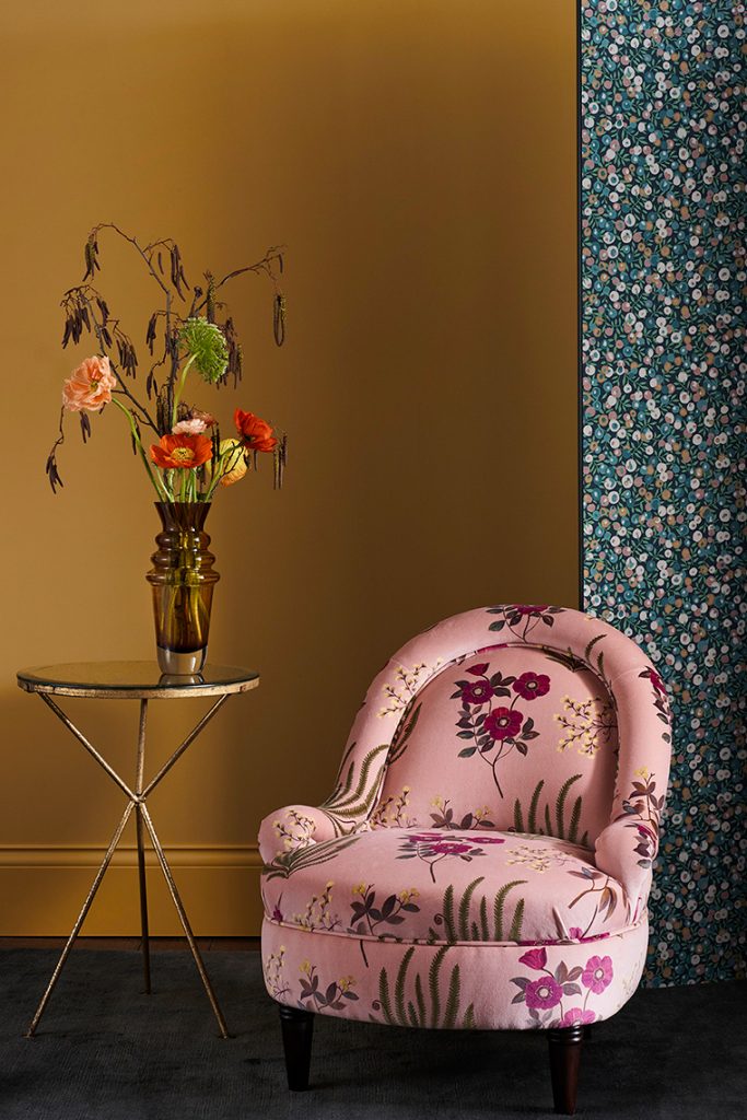 Floral-velvet-armchair