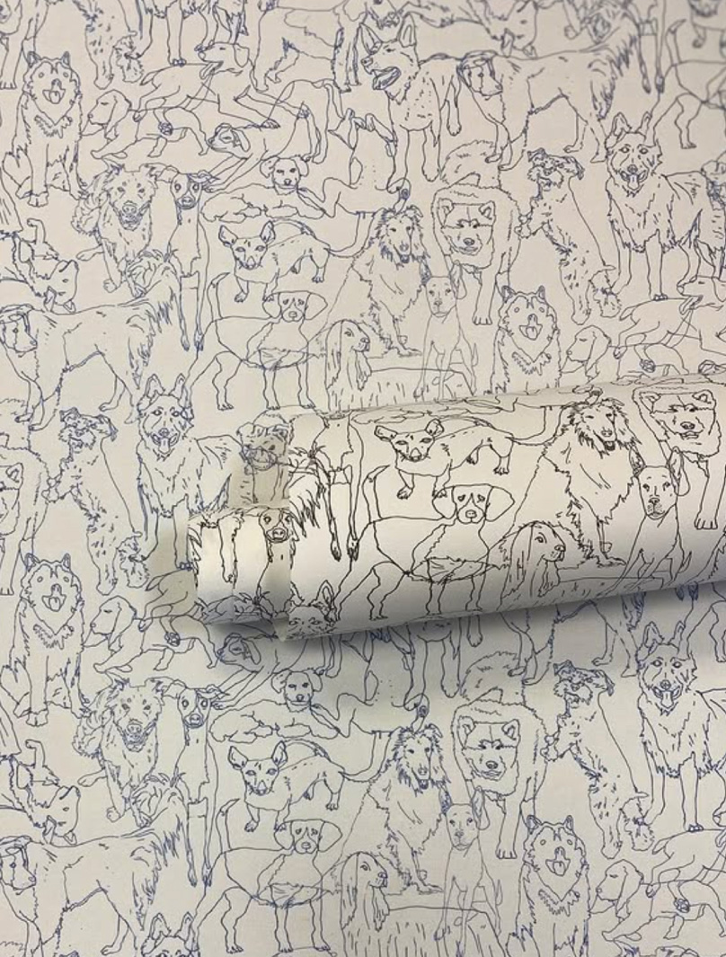 Dog-on-wallpaper