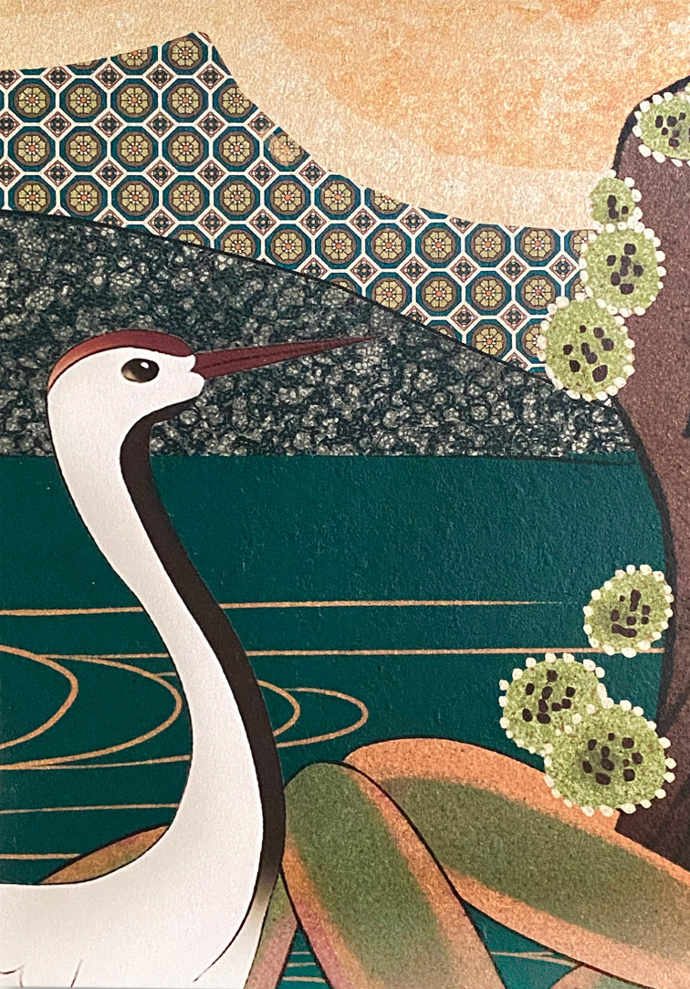 Paradiso-textured-wall-mural-with-cranes